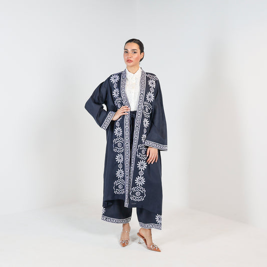 Bibi Embroied Kaftan Kurti (Navy Blue)