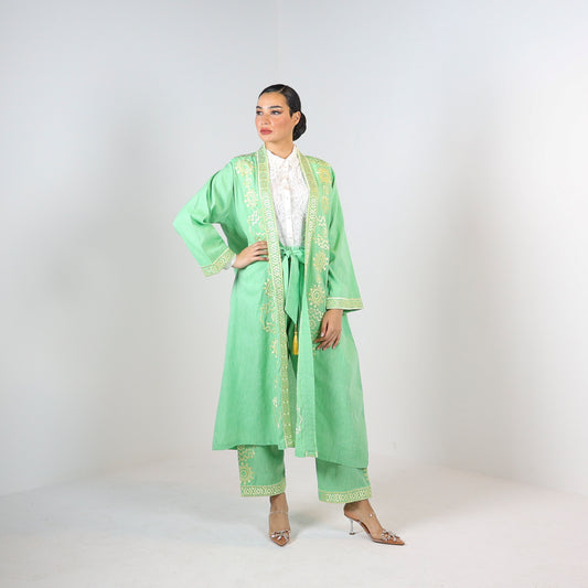 Bibi Embroied Kaftan Kurti (Neon Green)