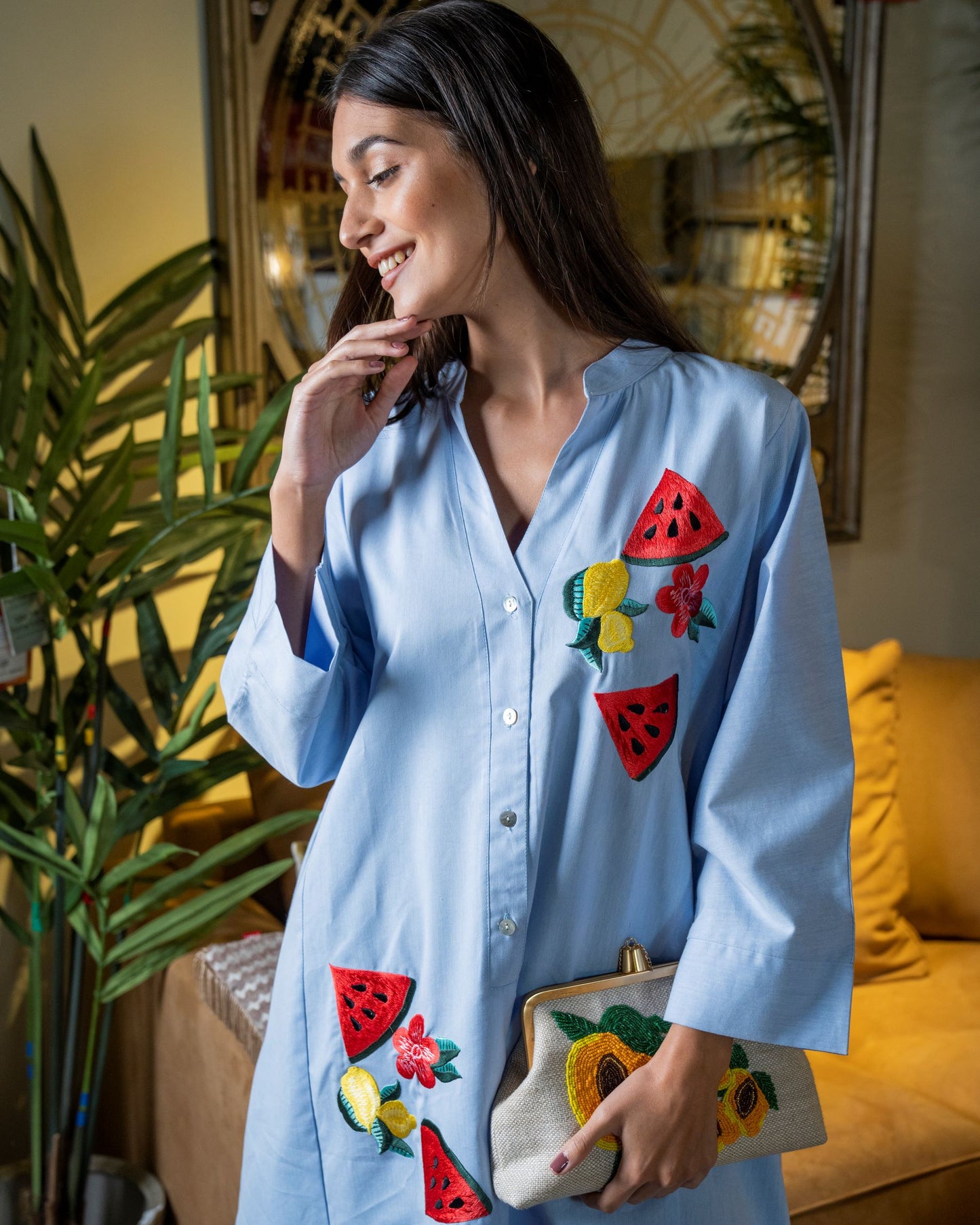 Light Blue Dress With Watermelons